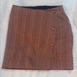 Burgundy & Cream Houndstooth Sweater Mini Skirt